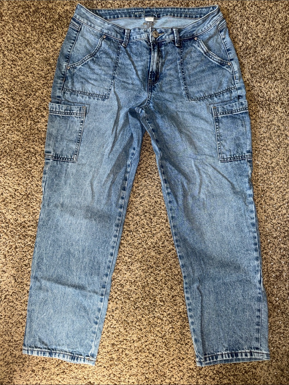 Natural Reflections Light Blue Boyfriend Jeans with Utility Pockets